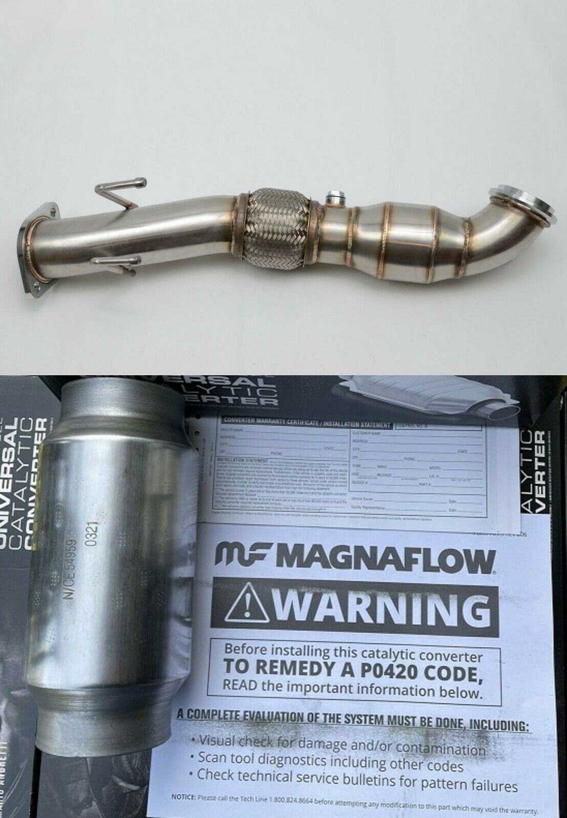 1320 Perf Fab 3" 13-18 Focus St Downpipe 2.0l Ecoboost Turbo With 3 Inch Mf Hfc