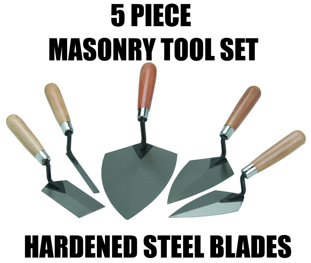 Masonry Brick Trowel, Pointing Trowel, Margin Trowel, Tuck Pointer 5 Piece Tools